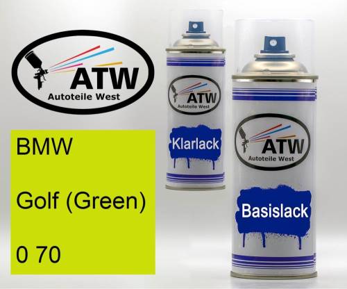 BMW, Golf (Green), 0 70: 400ml Sprühdose + 400ml Klarlack - Set, von ATW Autoteile West.